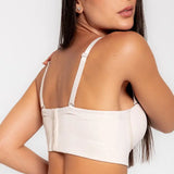 Brasier strapless unicolor sin realce – vista frontal, color blanco