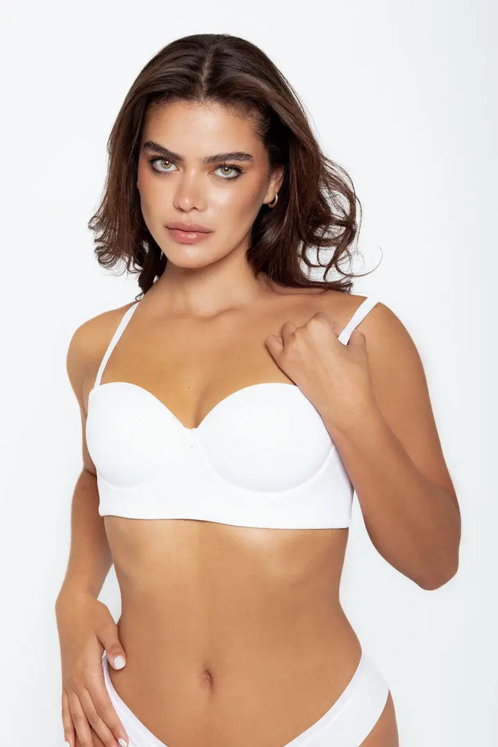 Brasier strapless Diane en microfibra con Powernet y elásticos antideslizantes, referencia 021899, color blanco