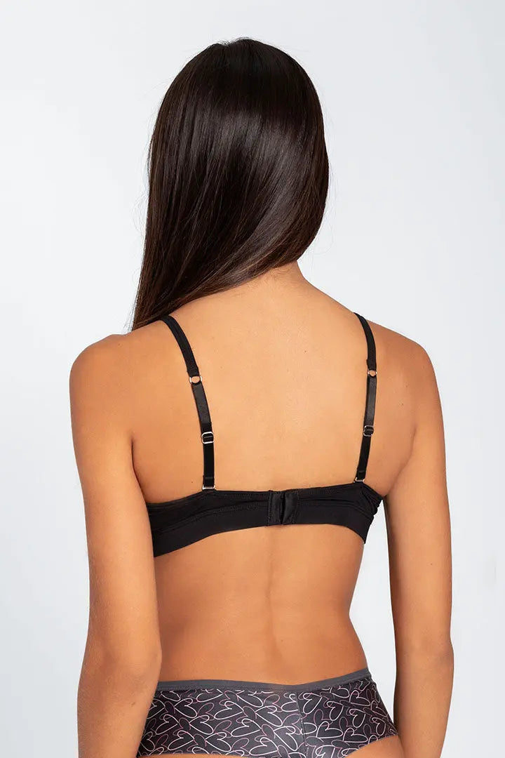 Brasier copa triangular Diane Chic con copas lisas y cargaderas ajustables, referencia 091074, color negro