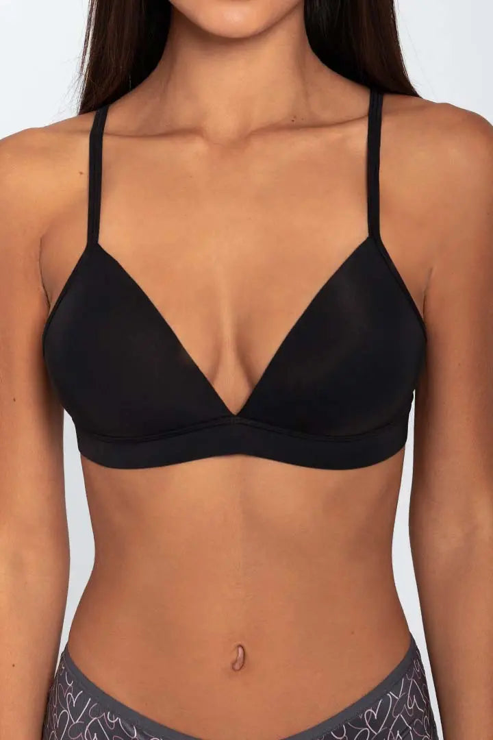 Brasier copa triangular Diane Chic con copas lisas y cargaderas ajustables, referencia 091074, color negro