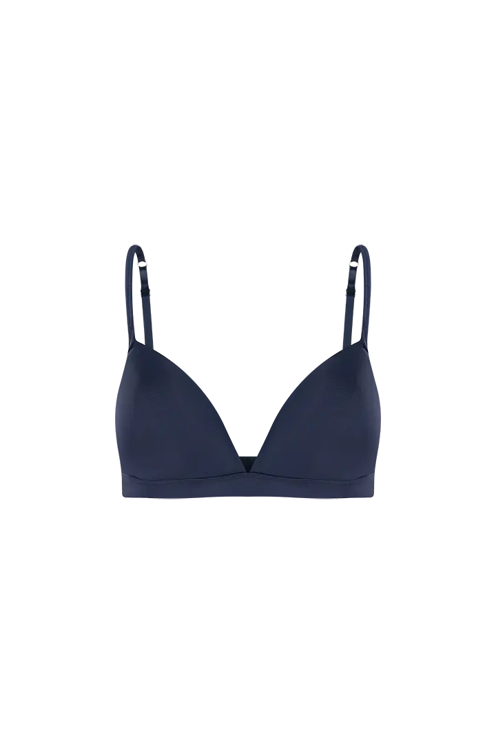 Brasier copa triangular Diane Chic con copas lisas y cargaderas ajustables, referencia 091074, color azul oscuro