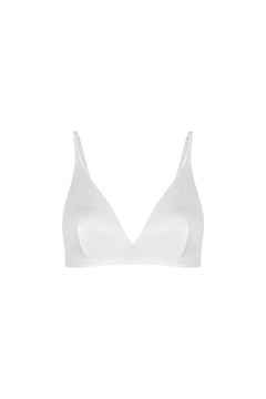 Bralette unicolor Diane en microfibra satinada con copa triangular prehormada, color blanco