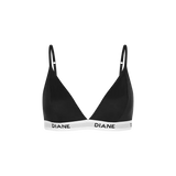 Brasier copa triangular Diane en microfibra y tull, vista frontal. Color negro