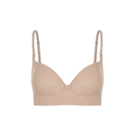 Vista lateral del brasier con cubrimiento completo en espalda, color piel