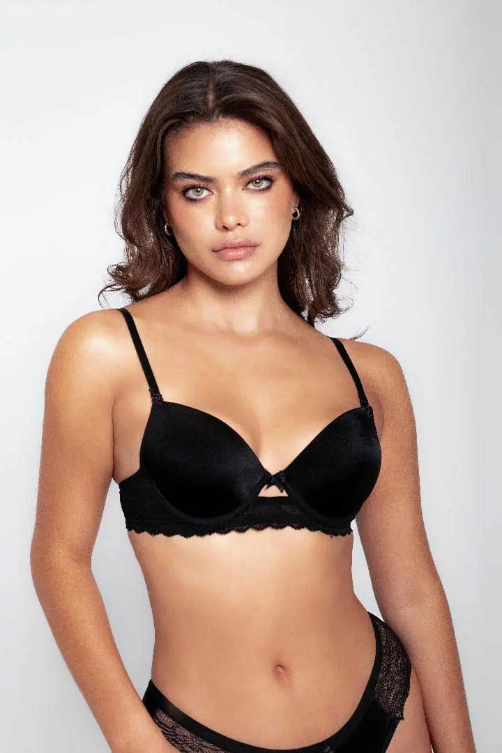 Brasier media copa (021350) Diane & Geordi Brasier media copa Diane en microfibra con encaje floral, referencia 021350, color negro