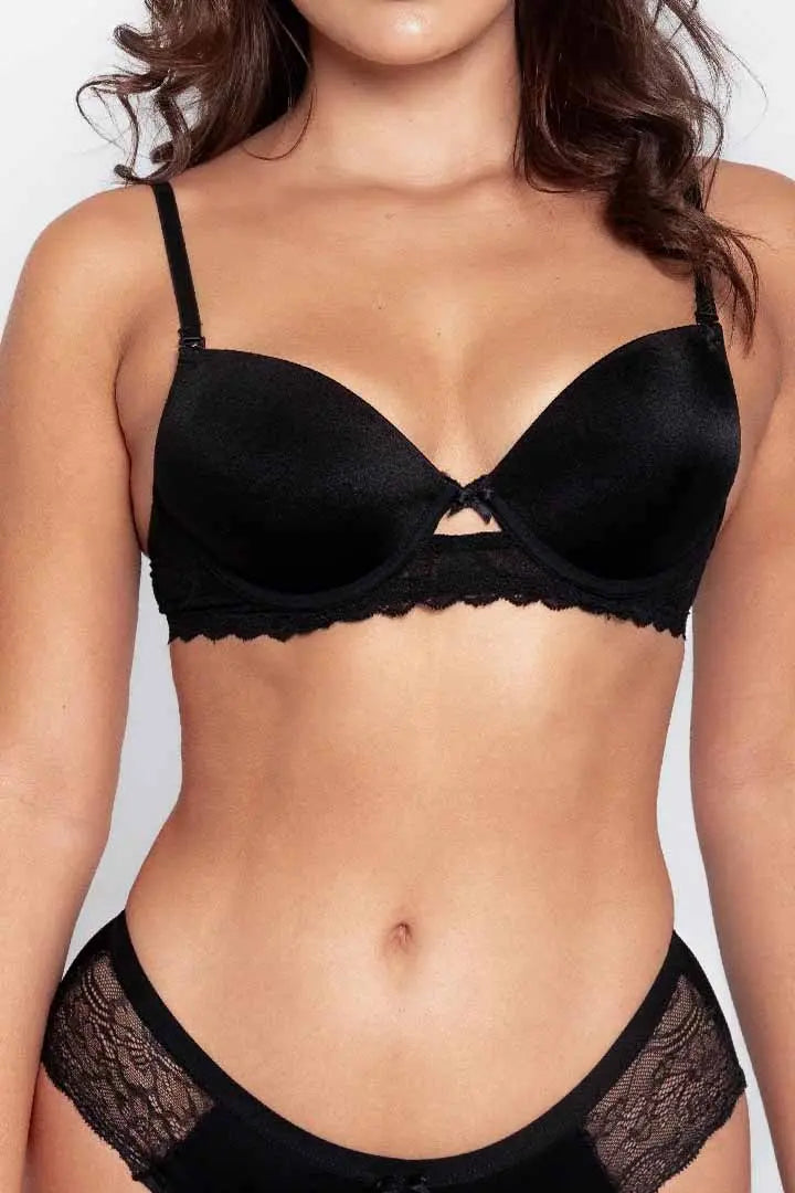 Brasier media copa (021350) Diane & Geordi Brasier media copa Diane en microfibra con encaje floral, referencia 021350, color negro