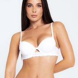 Brasier media copa (021350) Diane & Geordi Brasier media copa Diane en microfibra con encaje floral, referencia 021350, color blanco