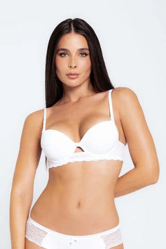 Brasier media copa (021350) Diane & Geordi Brasier media copa Diane en microfibra con encaje floral, referencia 021350, color blanco