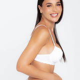 Brasier media copa (021350) Diane & Geordi Brasier media copa Diane en microfibra con encaje floral, referencia 021350, color blanco de lado