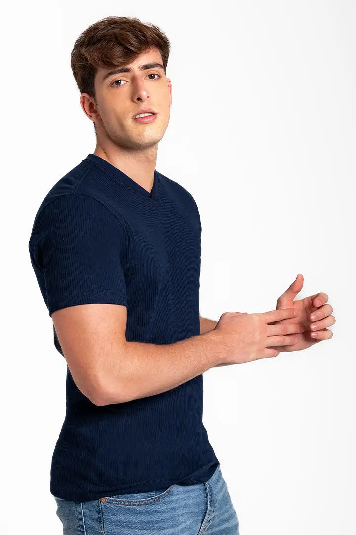 Camiseta cuello V acanalada (2682) Diane & Geordi Colombia