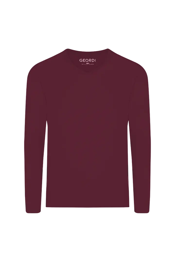 Camiseta cuello v manga larga de microfibra (4137)