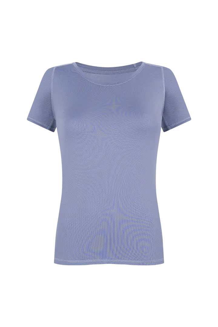 Camiseta deportiva en malla Ref. DO06L3 – vista frontal - color azul - fondo transparente 