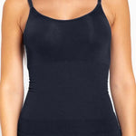 Camisilla seamless de microfibra con tirantes ajustables, color azul oscuro plano detalle