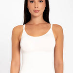 Camisilla seamless de microfibra con tirantes ajustables, color blanco