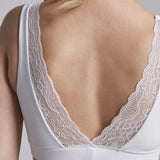 Brasier Diane sin copas – detalle del encaje en espalda, color blanco