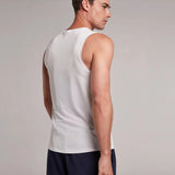 Camiseta deportiva cuello redondo para mujer en malla de espalda blanca