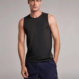 Camiseta deportiva cuello redondo para mujer en malla negra