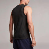 Camiseta deportiva cuello redondo para mujer en malla de espalda negra