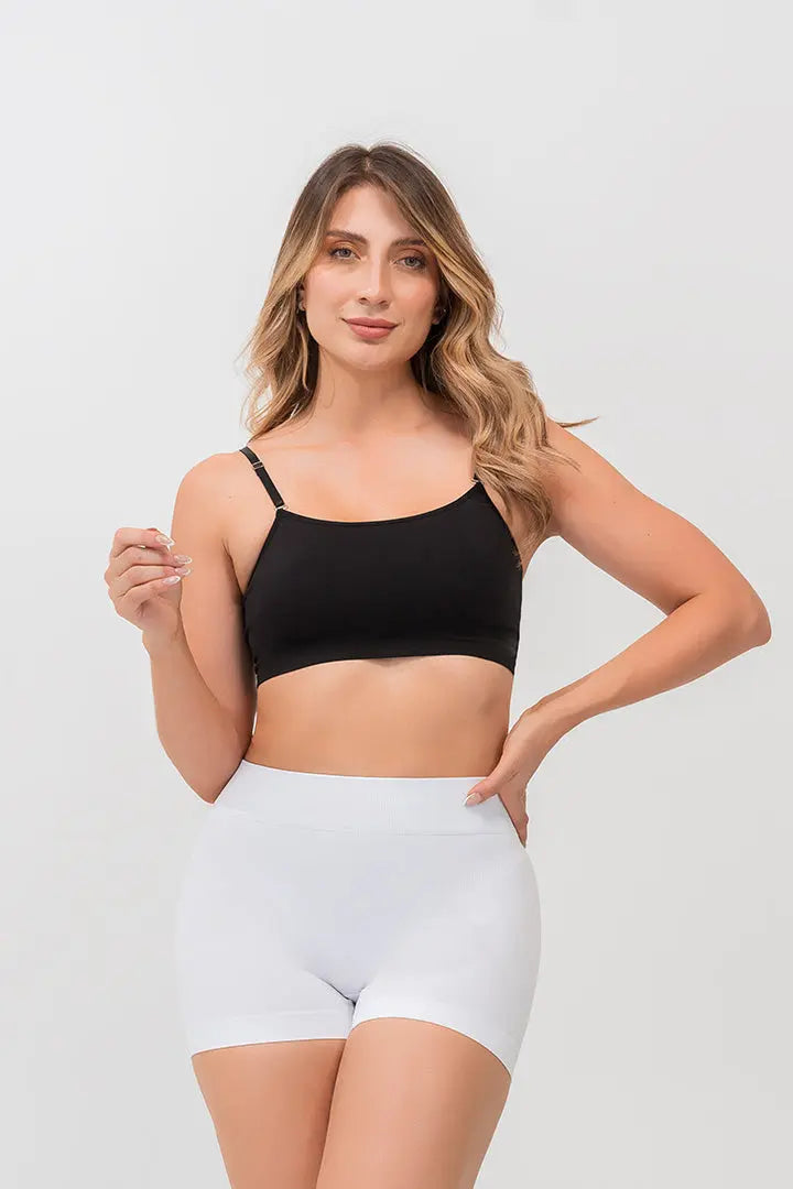 Panty seamless sin costuras tipo mini short de tiro alto - colro blanco