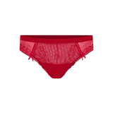 Panty cachetero en tul y encaje floral – Diane & Geordi, color rojo fondo transparente