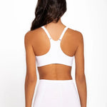 Panty bóxer alto cubrimiento Diane & Geordi, color blanco de espalda