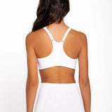 Panty bóxer alto cubrimiento Diane & Geordi, color blanco de espalda