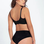 Panty cachetero invisible en microfibra – vista frontal - color negro de espalda