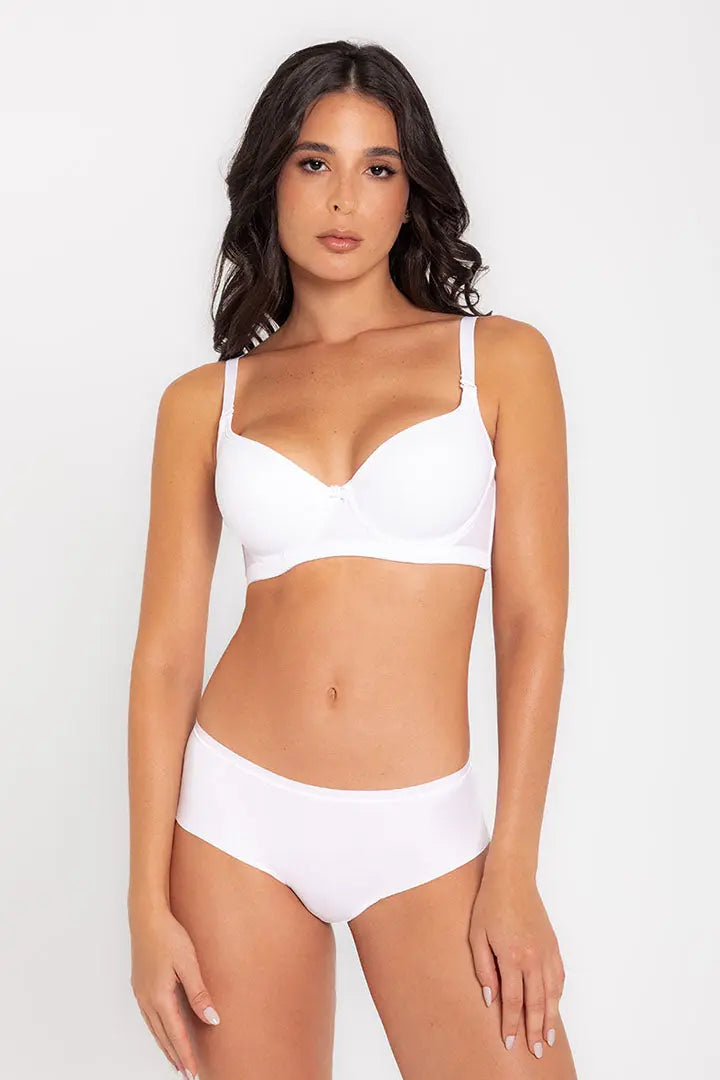 Panty cachetero invisible unicolor con efecto levanta cola – Diane & Geordi, color blanco
