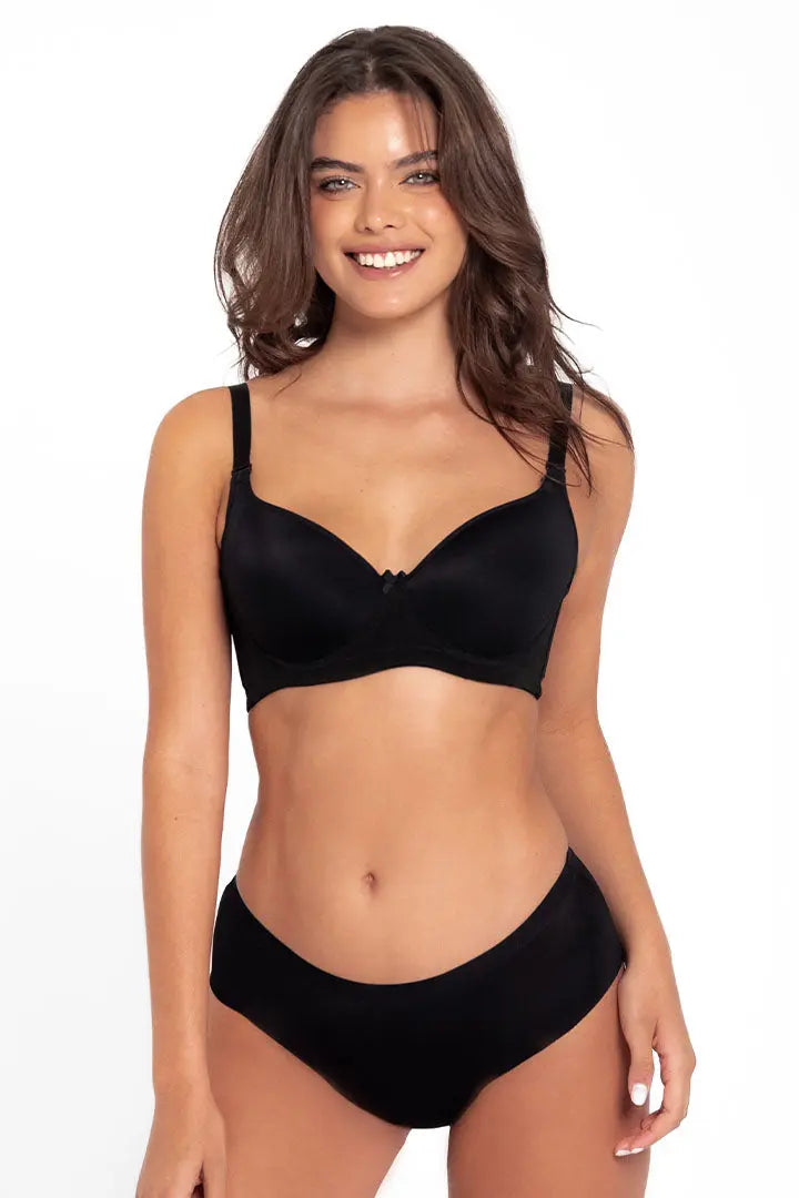 Panty cachetero invisible unicolor con efecto levanta cola – Diane & Geordi, color negro