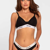 Panty brasilera Diane & Geordi en algodón unicolor – color negro frontal