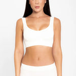 Panty bóxer seamless unicolor con control suave y cobertura extendida – Diane & Geordi, color blanco