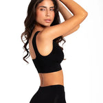 Panty bóxer seamless unicolor con control suave y cobertura extendida – Diane & Geordi, color negro  vista lateral