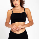 Panty bóxer seamless sin costuras en cintura y piernas – Diane & Geordi, color negro  de frente 