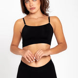 Panty bóxer seamless sin costuras en cintura y piernas – Diane & Geordi, color negro  de frente 