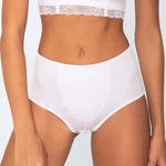 Panty de algodón con cubrimiento alto y ajuste cómodo, color blanco plano cerrado