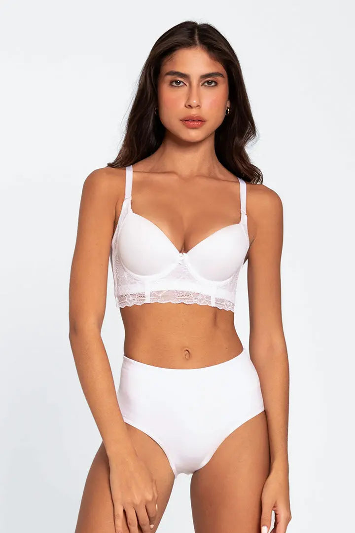 Panty colombiano Diane & Geordi en algodón peinado de lujo - color blanco