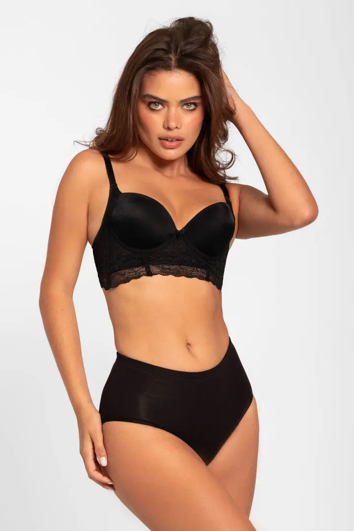 Panty colombiano Diane & Geordi en algodón peinado de lujo - color negro