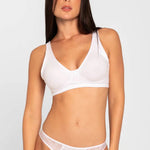 Panty tanga unicolor con laterales en encaje Diane & Geordi, color blanco 