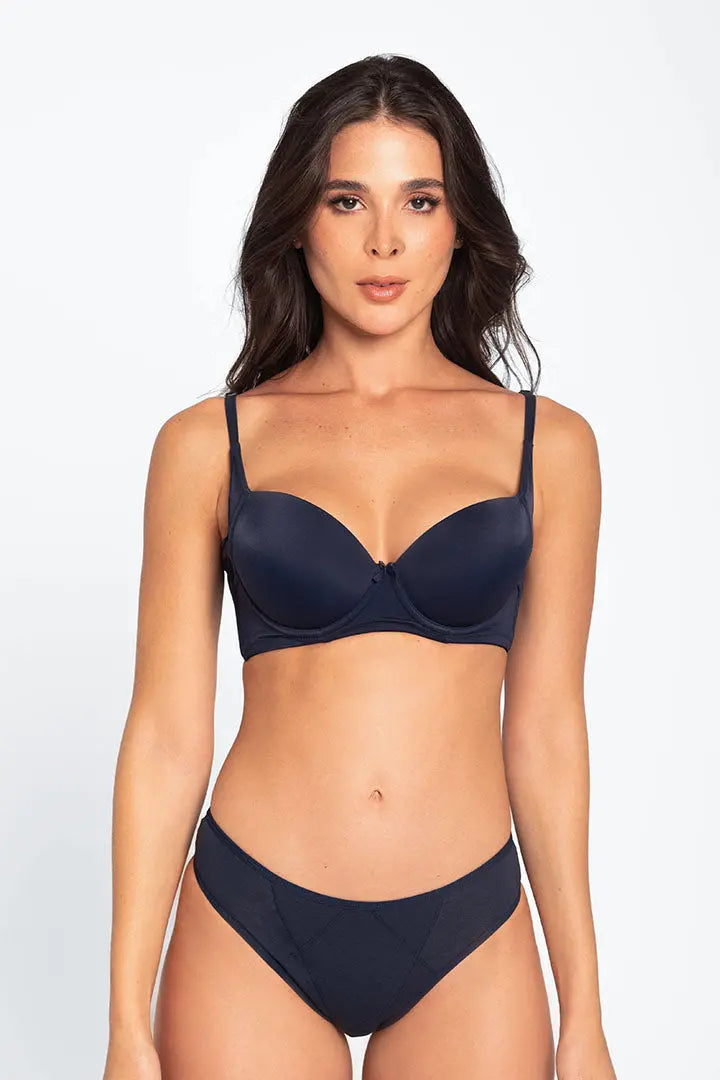 Panty tanga con franjas de control frontal y ajuste suave – Diane & Geordi, colro azul oscuro