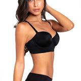 Panty tanga con mayor cubrimiento posterior y elásticos suaves – Diane & Geordi, color negro de lado