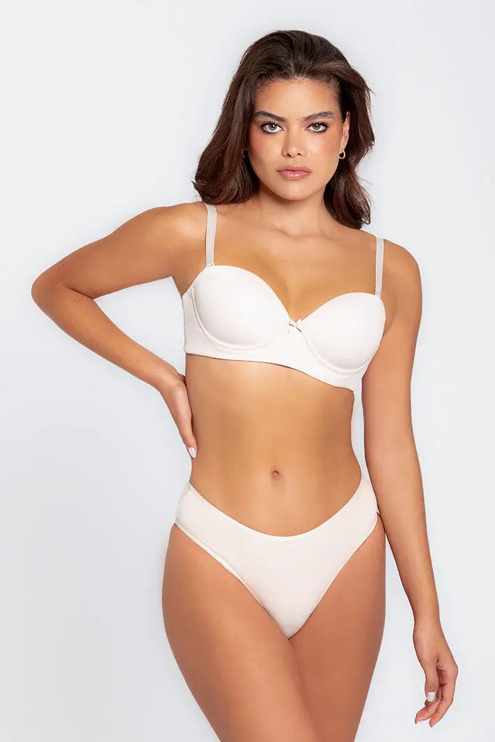 Panty tanga con mayor cubrimiento posterior y elásticos suaves – Diane & Geordi, color blanco 