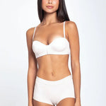 Panty bóxer Diane & Geordi con alto cubrimiento en algodón - color blanco