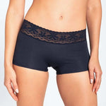 Panty alto con encaje y control en abdomen – Diane & Geordi color azul oscuro de frente 