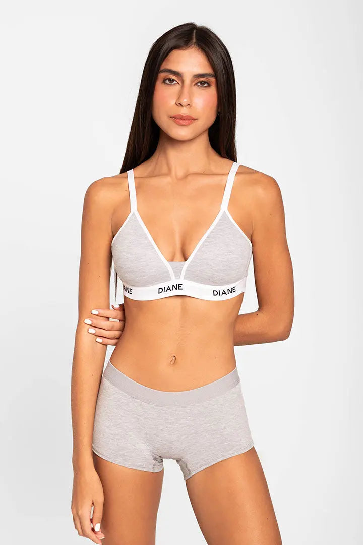 Panty bóxer Diane & Geordi con alto cubrimiento en algodón - color gris jaspe