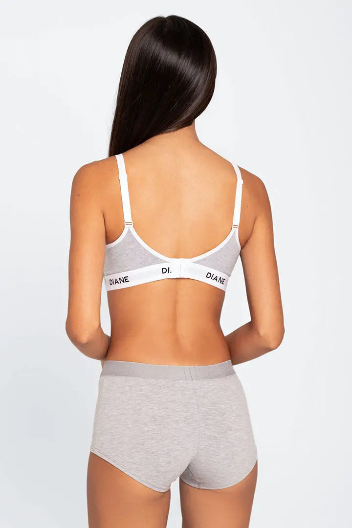 Panty bóxer Diane & Geordi con alto cubrimiento en algodón - color gris jaspe - de espalda