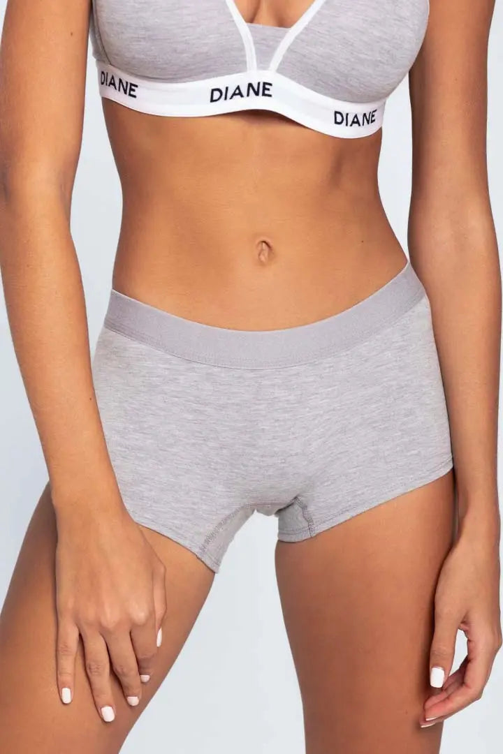 Panty bóxer Diane & Geordi con alto cubrimiento en algodón - color gris detalle 
