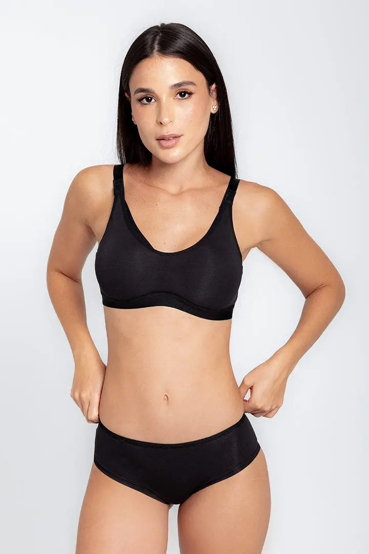 Panty hipster de algodón peinado con ajuste cómodo, color negro