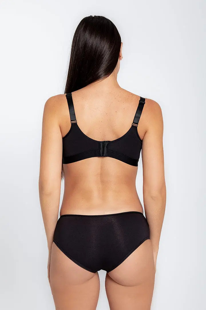 Panty hipster de algodón peinado con ajuste cómodo, color negro de espalda