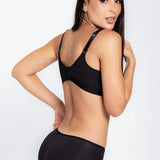 Panty hipster de algodón peinado con ajuste cómodo, color negro de lado