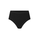 Vista frontal del panty clásico en algodón peinado – Diane & Geordi, fondo transparente, color negro